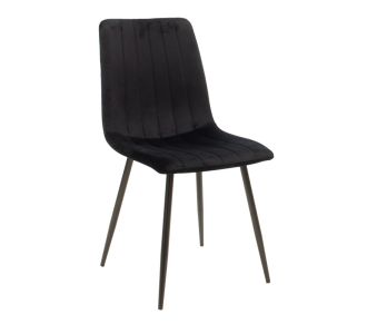 Καρέκλα Noor pakoworld μαύρο βελούδο με πόδι μετάλλου σε μαύρη απόχρωση 44x53x86εκ |  Καρέκλες στο espiti