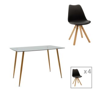 Τραπεζαρία Chloe-Caron pakoworld σετ 5τεμ σε ανθρακί-μαύρη απόχρωση 120x70x75εκ |  Σετ τραπεζαρίες στο espiti