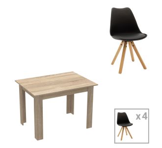 Τραπεζαρία Manka-Caron pakoworld σετ 5τεμ σε sonoma-μαύρη απόχρωση 110x80x77εκ |  Σετ τραπεζαρίες στο espiti