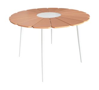 Τραπέζι Pinap pakoworld λευκό αλουμίνιο και plywood σε φυσική απόχρωση Φ110x74εκ |  Επιπλα στο espiti