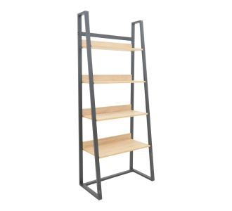 Βιβλιοθήκη Ryder pakoworld σε oak-μαύρη απόχρωση 75x36x185εκ |  Βιβλιοθήκες στο espiti