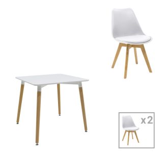 Τραπεζαρία Natali-Gaston pakoworld σετ 3τεμ σε λευκή απόχρωση 80x80x76εκ |  Σετ τραπεζαρίες στο espiti