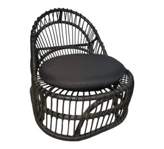 Πολυθρόνα Tromso paakoworld pe rattan σε μαύρη απόχρωση με μαύρο μαξιλάρι 80x85x98εκ |  Πολυθρόνες κήπου στο espiti