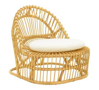 Πολυθρόνα Tromso paakoworld pe rattan σε φυσική απόχρωση με εκρού χρώμα μαξιλάρι 80x85x98εκ |  Πολυθρόνες κήπου στο espiti