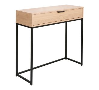 Κονσόλα Joumpa pakoworld με συρτάρι σε φυσική απόχρωση με μαύρο μέταλλο 80x28x76.5εκ |  Συρταριέρες -Κονσόλες στο espiti