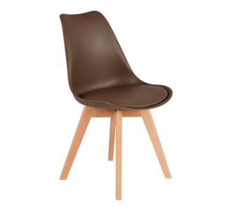 Καρέκλα Gaston pakoworld PP-PU καφέ απόχρωση- φυσικό πόδι 43x51x75εκ |  Καρέκλες στο espiti