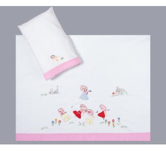 bebe σεντόνι (85cm x 135cm + 26cm x 40cm) ροζ 6978000000986 SilkFashion |  Βρεφικά Σεντόνια στο espiti
