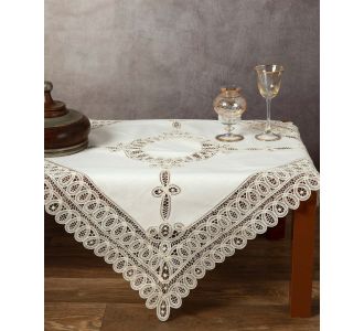 Τραπεζοκαρέ 4002 (110cm x 110cm) μπέζ 6978000002759 SilkFashion |  Τραπεζομάντηλα στο espiti