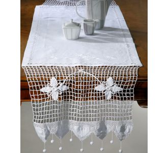 Τραβέρσα Ρουμάνικη (50cm x 200cm) λευκή 6978000002787 SilkFashion |  Τραβέρσες  στο espiti