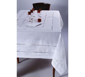Χειροποίητο τραπεζομάντηλο 717 (170cm x 220cm) λευκό 6978000003045 SilkFashion |  Τραπεζομάντηλα στο espiti