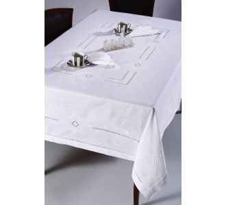 Χειροποίητο τραπεζομάντηλο 8122 (170cm x 220cm) λευκό 6978000003047 SilkFashion |  Τραπεζομάντηλα στο espiti