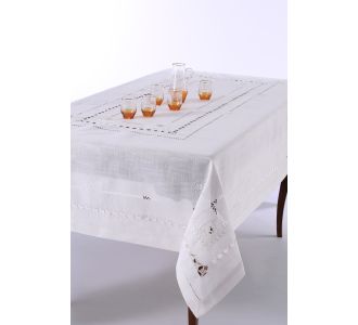 Χειροποίητο τραπεζομάντηλο 9108 (180cm x 180cm) λευκό 6978000003068 SilkFashion |  Τραπεζομάντηλα στο espiti