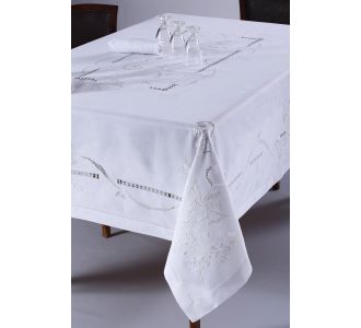 Χειροποίητο τραπεζομάντηλο 960b (170cm x 170cm) λευκό 6978000003074 SilkFashion |  Τραπεζομάντηλα στο espiti