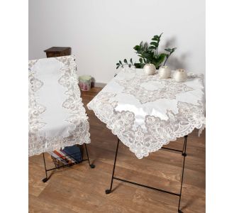 τραπεζοκαρέ (140cm X 140cm)  YL169-14B λευκό 5206978153525 SilkFashion |  Τραπεζομάντηλα στο espiti