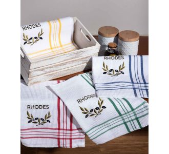 Σετ 12 τεμαχίων ποτηρόπανα (45cm x 65cm) RHODES5 6978000003411 SilkFashion |  Πετσέτες Κουζίνας στο espiti