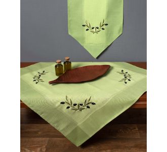 Τραπεζομάντηλο bg23a (160cm x 210cm) oval πράσινο με μαύρη ελιά 6978000003630 SilkFashion |  Τραπεζομάντηλα στο espiti