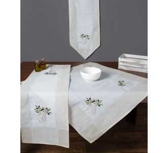 Τραπεζοκαρέ N1 (135cm x 135cm) ivory 6978000003703 SilkFashion |  Τραπεζομάντηλα στο espiti