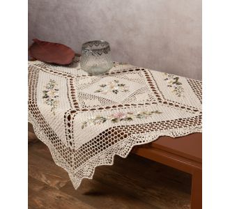 Τραπεζομάντηλο ροκοκό και πλεκτό (170cm x 170cm) 3509 6978000004017 SilkFashion |  Τραπεζομάντηλα στο espiti
