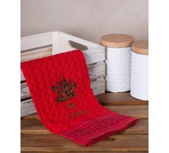 Σετ 12 τεμαχίων ποτηρόπανα γκοφρέ (50cm x 70cm) κόκκινο γλάστρα CORFU 6978000004220 SilkFashion |  Πετσέτες Κουζίνας στο espiti