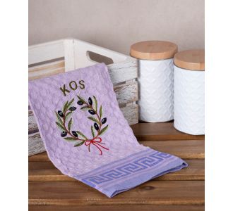 Σετ 12 τεμαχίων ποτηρόπανα γκοφρέ (50cm x 70cm) λιλά στεφάνι KOS 6978000004274 SilkFashion |  Πετσέτες Κουζίνας στο espiti
