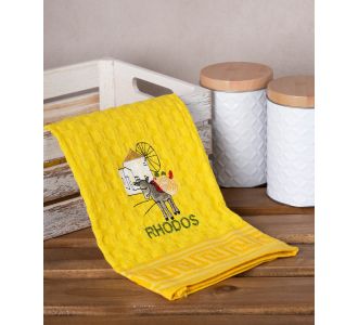 Σετ 12 τεμαχίων ποτηρόπανα γκοφρέ (50cm x 70cm) κίτρινος γαίδαρος RHODES 6978000004383 SilkFashion |  Πετσέτες Κουζίνας στο espiti