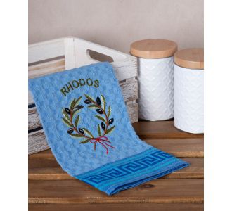 Σετ 12 τεμαχίων ποτηρόπανα γκοφρέ (50cm x 70cm) μπλέ στεφάνι RHODES 6978000004551 SilkFashion |  Πετσέτες Κουζίνας στο espiti