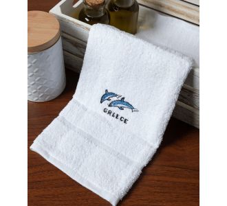 Δωδεκάδα πετσέτες χεριών (30cm x 50cm) λευκό με δελφίνια GREECE 6978000004867 SilkFashion |  Πετσέτες Κουζίνας στο espiti