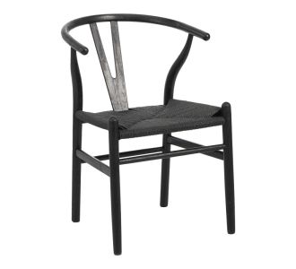 Καρέκλα Wishbone pakoworld rubberwood-σχοινί σε μαύρη απόχρωση 60x51x80εκ |  Καρέκλες στο espiti