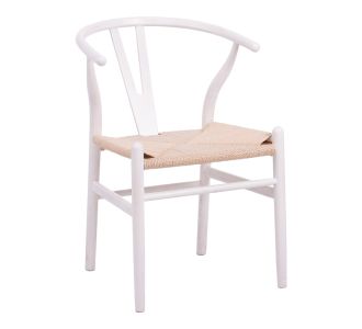Καρέκλα Wishbone pakoworld rubberwood-σχοινί σε λευκή απόχρωση 60x51x80εκ |  Καρέκλες στο espiti