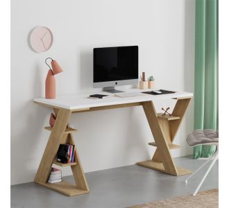 Γραφείο εργασίας Papillon Megapap χρώμα sapphire oak - λευκό 137x60x75εκ |  Γραφεία στο espiti