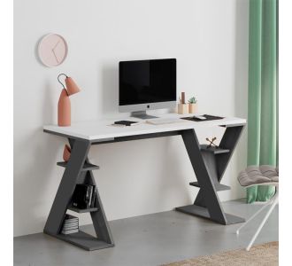 Γραφείο εργασίας Papillon Megapap χρώμα ανθρακί - λευκό 137x60x75εκ |  Γραφεία στο espiti