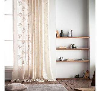 Κουρτίνα με σιρίτι 140x280cm GOFIS HOME  Leaf Beige AW24 532/06 |  Ετοιμες μονοχρωμες κουρτίνες στο espiti