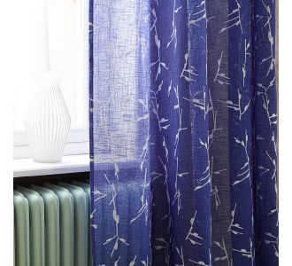 Κουρτίνα με σιρίτι 140x280cm GOFIS HOME  Leaf Marine Blue 535/ 09 |  Ετοιμες μονοχρωμες κουρτίνες στο espiti