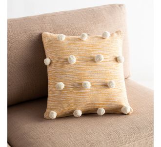 Μαξιλαροθήκη 43x43cm Poms Mustard 555 |  Μαξιλάρια διακοσμητικά στο espiti