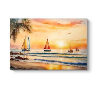 Πίνακας σε καμβά "Tropical Sails at the Sunset" Megapap ψηφιακής εκτύπωσης 100x70x3εκ. |  Πίνακες στο espiti