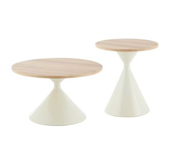 ΤΡΑΠΕΖΙΑ ΣΑΛΟΝΙΟΥ JENNEL HM18265 ΜΕΤΑΛΛΟ ΜΠΕΖ--MDF ΜΕ PAPERWOOD Φ50εκ & Φ70εκ |  Τραπέζια στο espiti