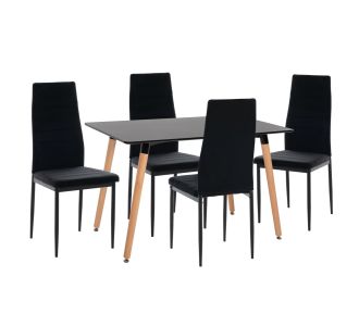 ΣΕΤ ΤΡΑΠΕΖΑΡΙΑΣ 5ΤΜΧ MINIMAL HM21173 MDF TOP ΜΑΥΡΟ-ΒΕΛΟΥΔΟ & ΜΕΤΑΛΛΟ ΜΑΥΡΟ |  Σετ τραπεζαρίες στο espiti