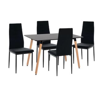 ΣΕΤ ΤΡΑΠΕΖΑΡΙΑΣ 5ΤΜΧ MINIMAL HM21173 MDF TOP ΜΑΥΡΟ-ΒΕΛΟΥΔΟ & ΜΕΤΑΛΛΟ ΜΑΥΡΟ |  Σετ τραπεζαρίες στο espiti