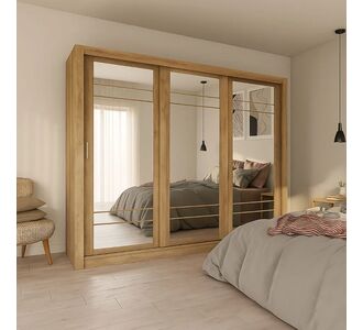 Ντουλάπα Grandio Χρυσό Δρυς με καθρέφτη 250x60x215cm AlphaB2B |  Ντουλάπες ρούχων στο espiti