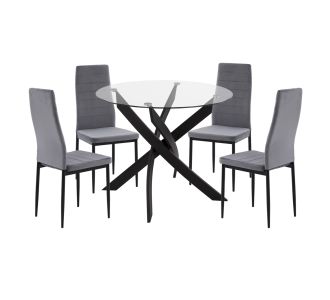 ΣΕΤ ΤΡΑΠΕΖΑΡΙΑΣ 5ΤΜΧ LADY HM21199.01 ΓΥΑΛΙ--ΜΕΤΑΛΛΟ ΣΕ ΜΑΥΡΟ & ΒΕΛΟΥΔΟ ΓΚΡΙ |  Σετ τραπεζαρίες στο espiti