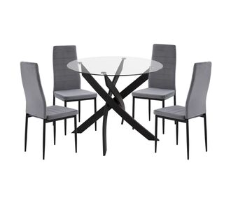 ΣΕΤ ΤΡΑΠΕΖΑΡΙΑΣ 5ΤΜΧ LADY HM21199.01 ΓΥΑΛΙ--ΜΕΤΑΛΛΟ ΣΕ ΜΑΥΡΟ & ΒΕΛΟΥΔΟ ΓΚΡΙ |  Σετ τραπεζαρίες στο espiti