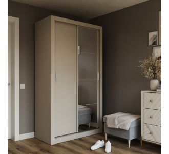 Ντουλάπα Linea Cashmere με καθρέφτη 120x60x215cm AlphaB2B |  Βιτρίνες - Έπιπλα εισόδου στο espiti