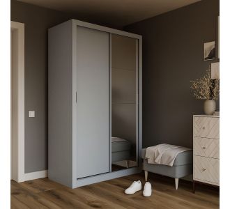 Ντουλάπα Linea Γκρι με καθρέφτη 120x60x215cm AlphaB2B |  Βιτρίνες - Έπιπλα εισόδου στο espiti