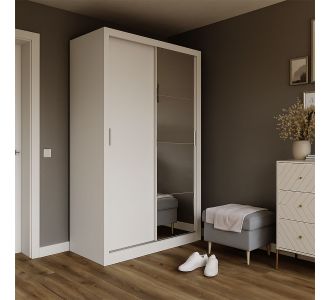 Ντουλάπα Linea Λευκή με καθρέφτη 120x60x215cm AlphaB2B |  Βιτρίνες - Έπιπλα εισόδου στο espiti