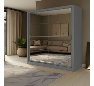 Ντουλάπα Reflex Γκρι με καθρέφτη 180x60x215cm AlphaB2B |  Ντουλάπες ρούχων στο espiti