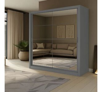 Ντουλάπα Reflex Γκρι με καθρέφτη 180x60x215cm AlphaB2B |  Ντουλάπες ρούχων στο espiti