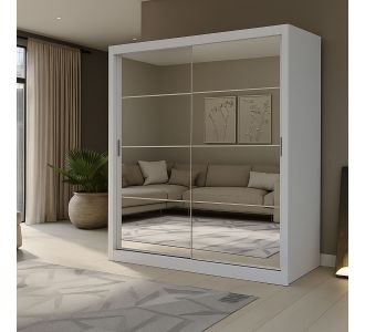 Ντουλάπα Reflex Λευκή με καθρέφτη 180x60x215cm AlphaB2B |  Ντουλάπες ρούχων στο espiti