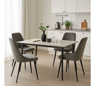 Τραπεζαρία Azori-Gustas pakoworld σετ 5τεμ sintered stone-μαύρο-ανθρακί 120x60x75εκ |  Σετ τραπεζαρίες στο espiti