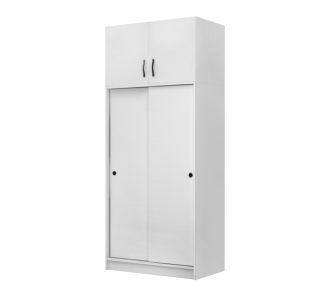 Ντουλάπα ρούχων Regio Megapap δίφυλλη συρόμενη με πατάρι χρώμα λευκό 100x60x240εκ. |  Ντουλάπες ρούχων στο espiti