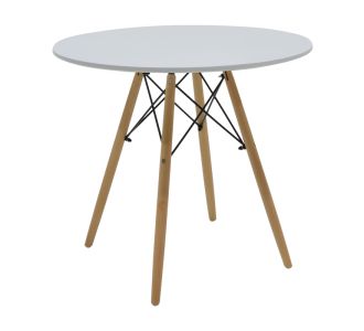 Τραπέζι Julita pakoworld MDF λευκό-πόδια σε φυσική απόχρωση Φ80x73εκ |  Τραπέζια στο espiti